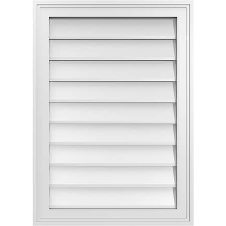 Ekena Millwork Vertical Surface Mount PVC Gable Vnt: Non-Functional, w/2"W x 1-1/2"H, Brickmould Frame, 20"W x 28"H GVPVE20X2802SN